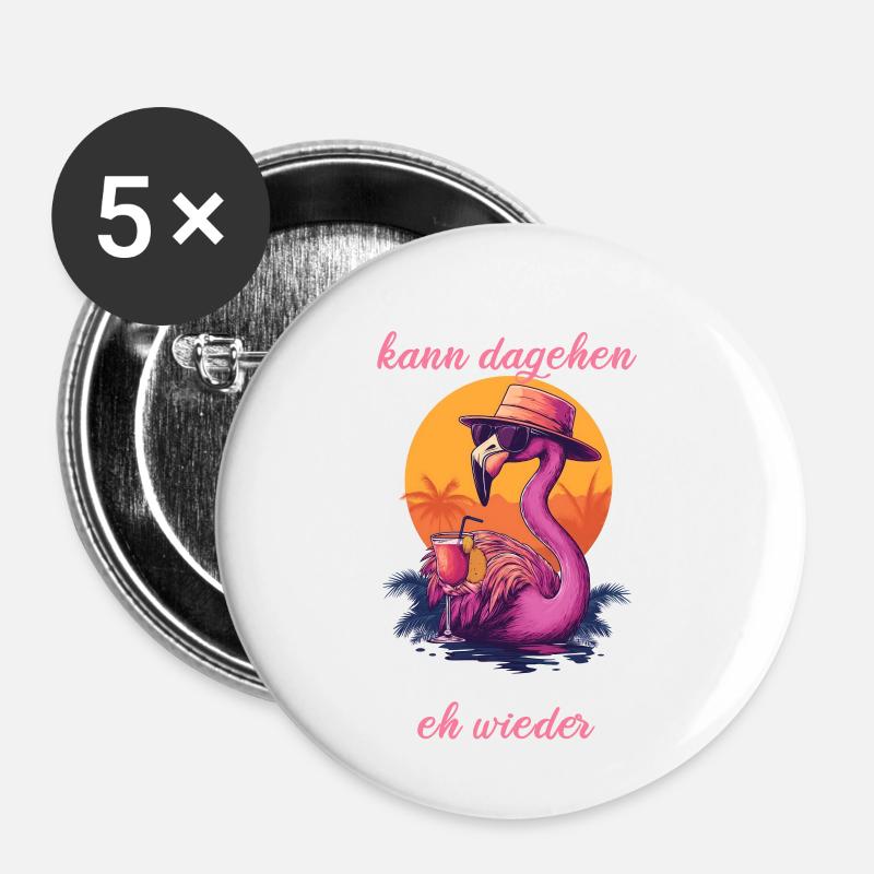Flamingo Bin da kann Losgehen Es Eskaliert Eh - Buttons groß 56 mm (5er Pack) - Weiß