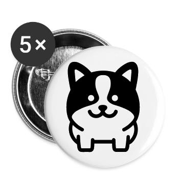 Hund - Buttons groß 56 mm (5er Pack) - Weiß - Vorne