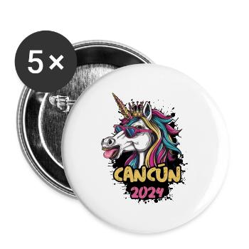 Cancun 2024 Licorne - Lot de 5 grands badges (56 mm) - blanc - Devant