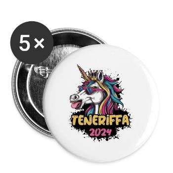 Teneriffa 2024 Einhorn - Buttons groß 56 mm (5er Pack) - Weiß - Vorne