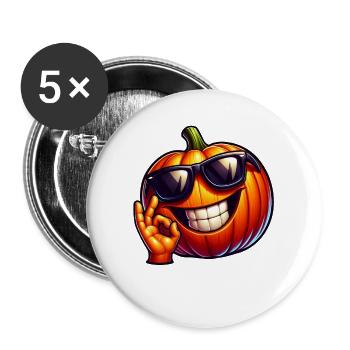 Cool Halloween pumpkin with sunglasses - Buttons large 2.2''/56 mm (5-pack) - white - Front