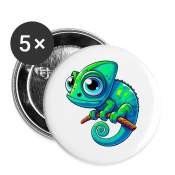 Caméléon - Lot de 5 grands badges (56 mm) - blanc - Devant