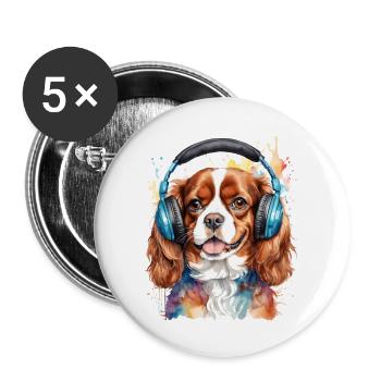 Cavalier King Charles Spaniel Casque Dog Print - Lot de 5 grands badges (56 mm) - blanc - Devant