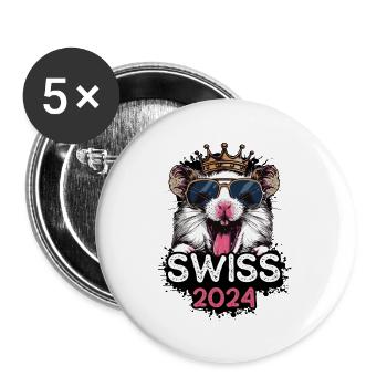 Switzerland 2024 Party Hamster Swiss - Buttons large 2.2''/56 mm (5-pack) - white - Front