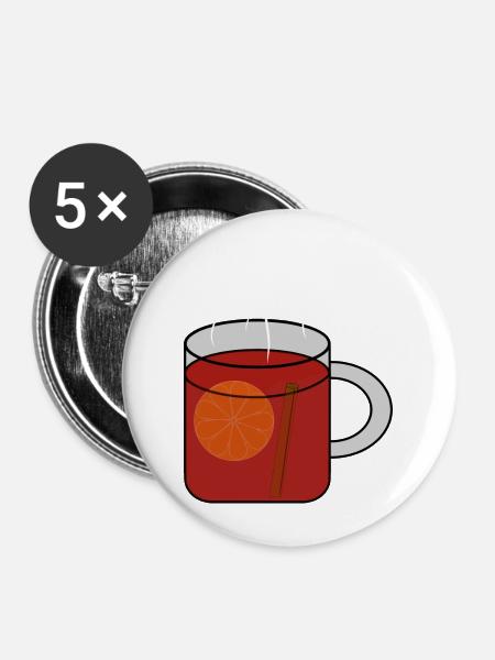 Glühwein - Buttons groß 56 mm (5er Pack) - Weiß