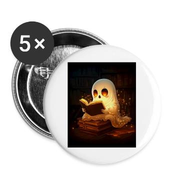 Cadeau d’Halloween Femmes Hommes Enfants Décoration - Lot de 5 grands badges (56 mm) - blanc - Devant