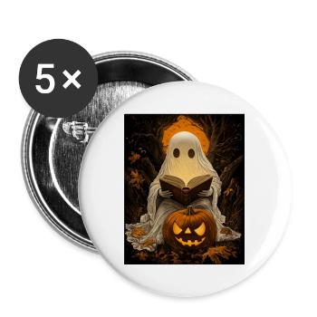 Cadeau d’Halloween Femmes Hommes Enfants Décoration - Lot de 5 grands badges (56 mm) - blanc - Devant