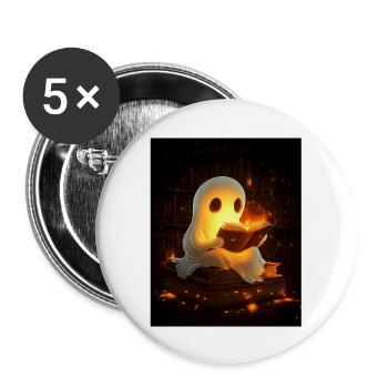 Cadeau d’Halloween Femmes Hommes Enfants Décoration - Lot de 5 grands badges (56 mm) - blanc - Devant