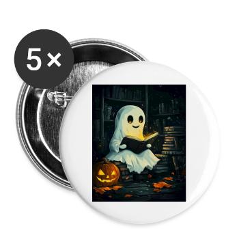 Cadeau d’Halloween Femmes Hommes Enfants Décoration - Lot de 5 grands badges (56 mm) - blanc - Devant