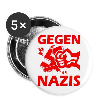 Gegen nazis - Buttons groß 56 mm (5er Pack) - Weiß - Vorne