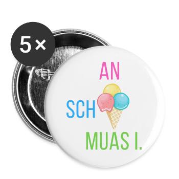 An scheiß muas i - Statement - Buttons groß 56 mm (5er Pack) - Weiß - Vorne