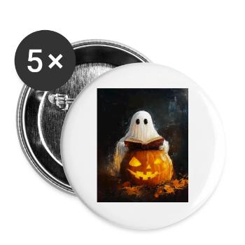 Cadeau d’Halloween Femmes Hommes Enfants Décoration - Lot de 5 grands badges (56 mm) - blanc - Devant