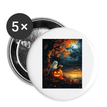 Cadeau d’Halloween Femmes Hommes Enfants Décoration - Lot de 5 grands badges (56 mm) - blanc - Devant