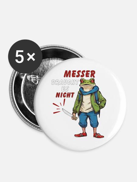 MESSER BRAUCHT ES NICHT - Buttons groß 56 mm (5er Pack) - Weiß