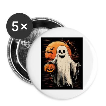 Cadeau d’Halloween Femmes Hommes Enfants Décoration - Lot de 5 grands badges (56 mm) - blanc - Devant