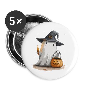 Cadeau d’Halloween Femmes Hommes Enfants Décoration - Lot de 5 grands badges (56 mm) - blanc - Devant