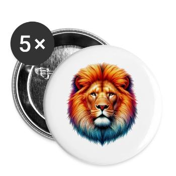 Lion - Buttons large 2.2''/56 mm (5-pack) - white - Front