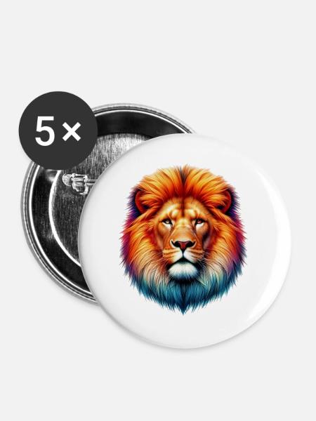 Löwe - Buttons groß 56 mm (5er Pack) - Weiß