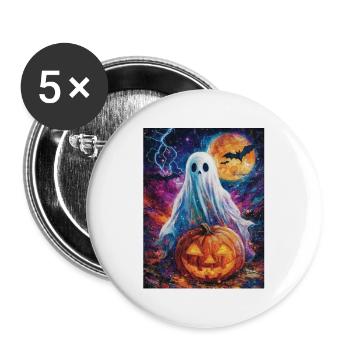 Cadeau d’Halloween Femmes Hommes Enfants Décoration - Lot de 5 grands badges (56 mm) - blanc - Devant