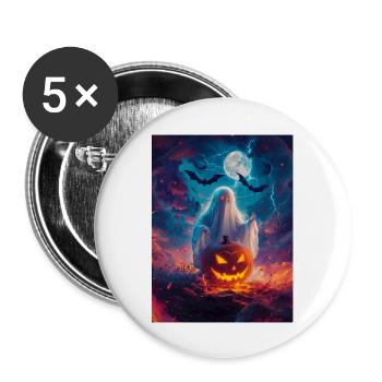 Cadeau d’Halloween Femmes Hommes Enfants Décoration - Lot de 5 grands badges (56 mm) - blanc - Devant