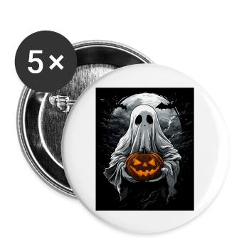 Cadeau d’Halloween Femmes Hommes Enfants Décoration - Lot de 5 grands badges (56 mm) - blanc - Devant