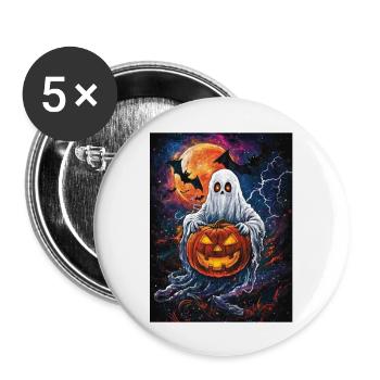 Cadeau d’Halloween Femmes Hommes Enfants Décoration - Lot de 5 grands badges (56 mm) - blanc - Devant