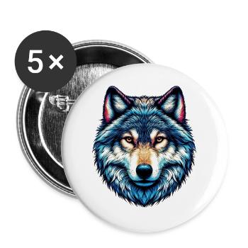 Wolf - Buttons large 2.2''/56 mm (5-pack) - white - Front