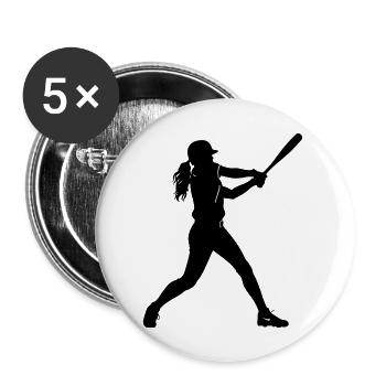 Baseball Woman Silhouette - Buttons large 2.2''/56 mm (5-pack) - white - Front