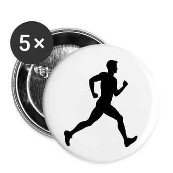 Laufen Marathon Mann Symbol - Buttons groß 56 mm (5er Pack) - Weiß - Vorne