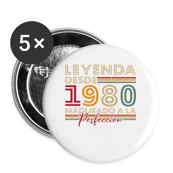 Legend since 1980 Birthday Gift - Buttons large 2.2''/56 mm (5-pack) - white - Front