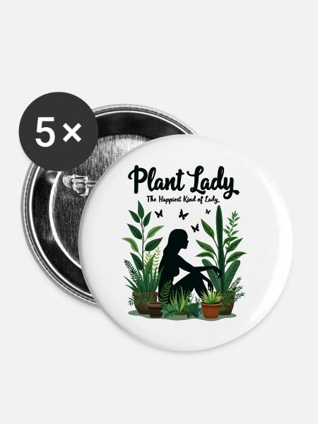 PFLANZEN-DAME - Buttons groß 56 mm (5er Pack) - Weiß