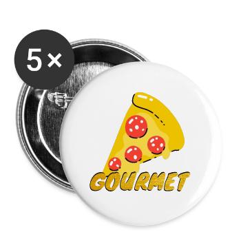 Tranches de pizza gastronomiques Tranche de pizza graphique Gourmet - Lot de 5 grands badges (56 mm) - blanc - Devant