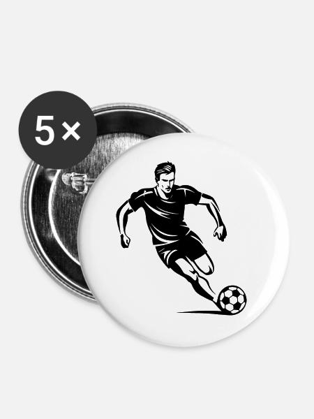 Fußballjunge - Buttons groß 56 mm (5er Pack) - Weiß