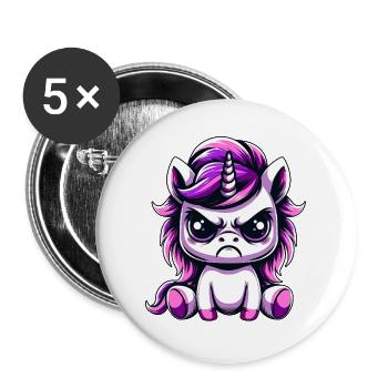 Licorne mignonne Maléfique - Lot de 5 grands badges (56 mm) - blanc - Devant