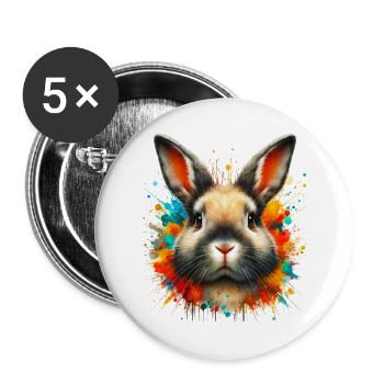 Lapin - Lot de 5 grands badges (56 mm) - blanc - Devant