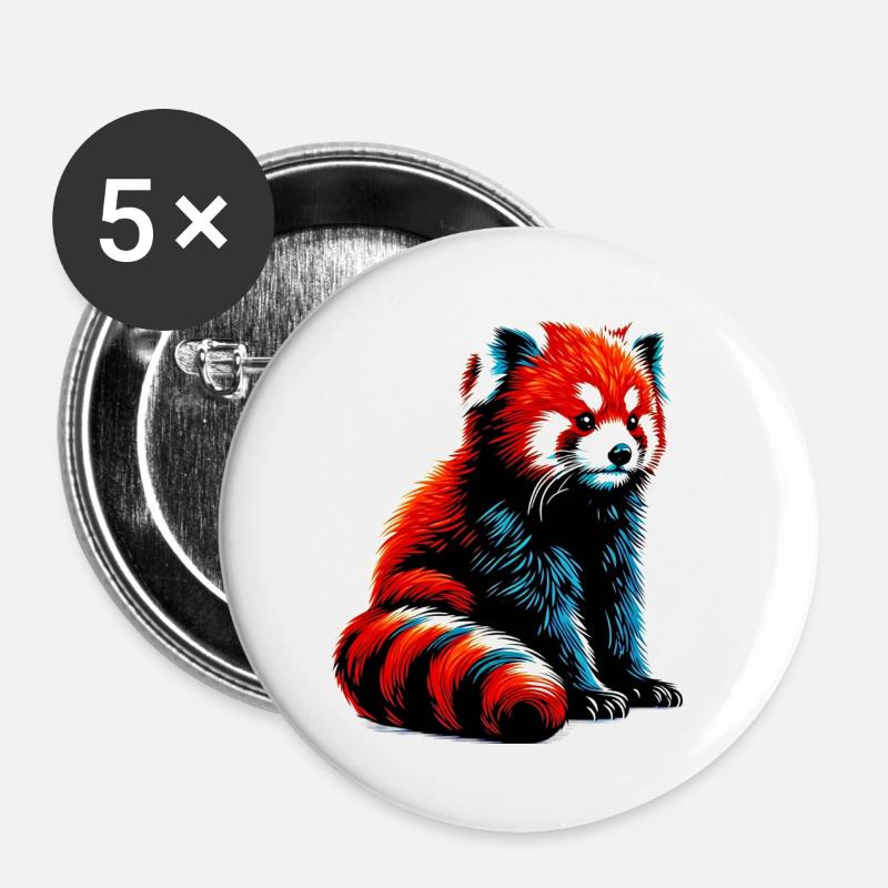 Red panda - Buttons large 2.2''/56 mm (5-pack) - white