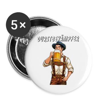MANN Bier DURSTBEKÄMPFER - Buttons groß 56 mm (5er Pack) - Weiß - Vorne