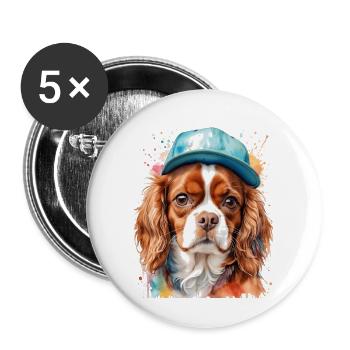 Cavalier King Charles Spaniel Snapback Cap Chien - Lot de 5 grands badges (56 mm) - blanc - Devant