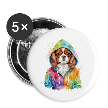 Cavalier King Charles Spaniel Hoodie Dog Print - Buttons large 2.2''/56 mm (5-pack) - white - Front