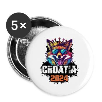 Croatia 2024 Urlaub Fuchs - Buttons groß 56 mm (5er Pack) - Weiß - Vorne