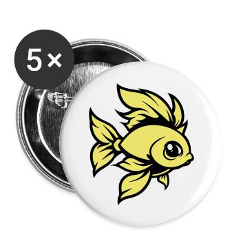 goldfisch fisch comic tier - Buttons groß 56 mm (5er Pack) - Weiß - Vorne