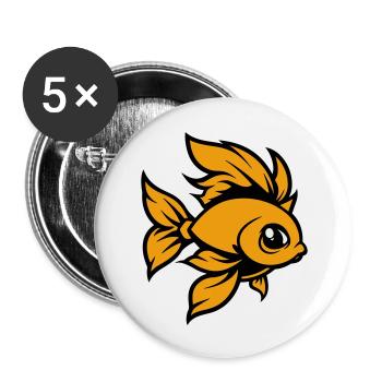 goldfisch fisch comic - Buttons groß 56 mm (5er Pack) - Weiß - Vorne