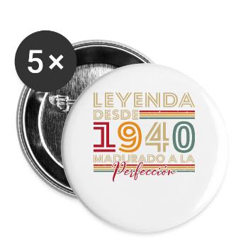 Legende seit 1940 Geburtstagsgeschenk - Buttons groß 56 mm (5er Pack) - Weiß - Vorne