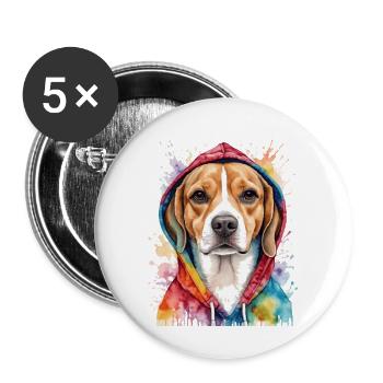 Beagle Hoodie Dog Colorful Funny Animal Design Print - Buttons large 2.2''/56 mm (5-pack) - white - Front