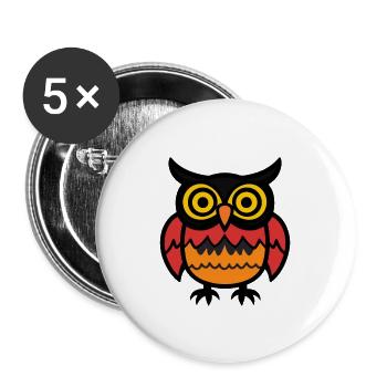 Eule Halloween Comic Lustig - Buttons groß 56 mm (5er Pack) - Weiß - Vorne