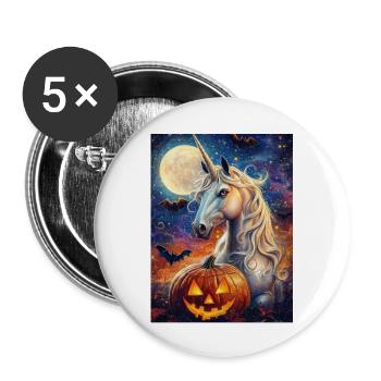 Cadeau d’Halloween Femmes Licorne Hommes Enfants - Lot de 5 grands badges (56 mm) - blanc - Devant