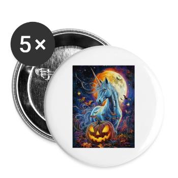 Cadeau d’Halloween Femmes Licorne Hommes Enfants - Lot de 5 grands badges (56 mm) - blanc - Devant