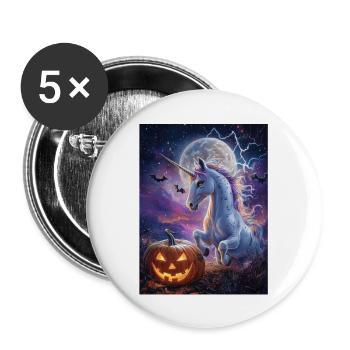 Cadeau d’Halloween Femmes Licorne Hommes Enfants - Lot de 5 grands badges (56 mm) - blanc - Devant