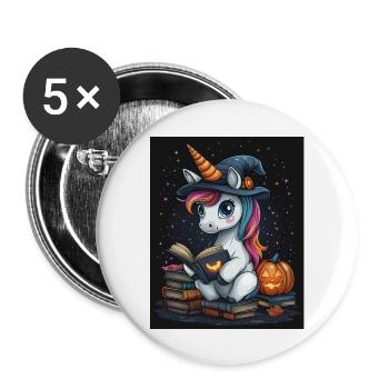 Cadeau d’Halloween Femmes Licorne Hommes Enfants - Lot de 5 grands badges (56 mm) - blanc - Devant