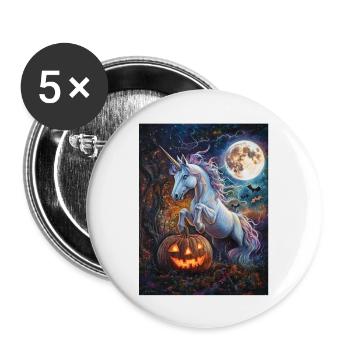 Cadeau d’Halloween Femmes Licorne Hommes Enfants - Lot de 5 grands badges (56 mm) - blanc - Devant
